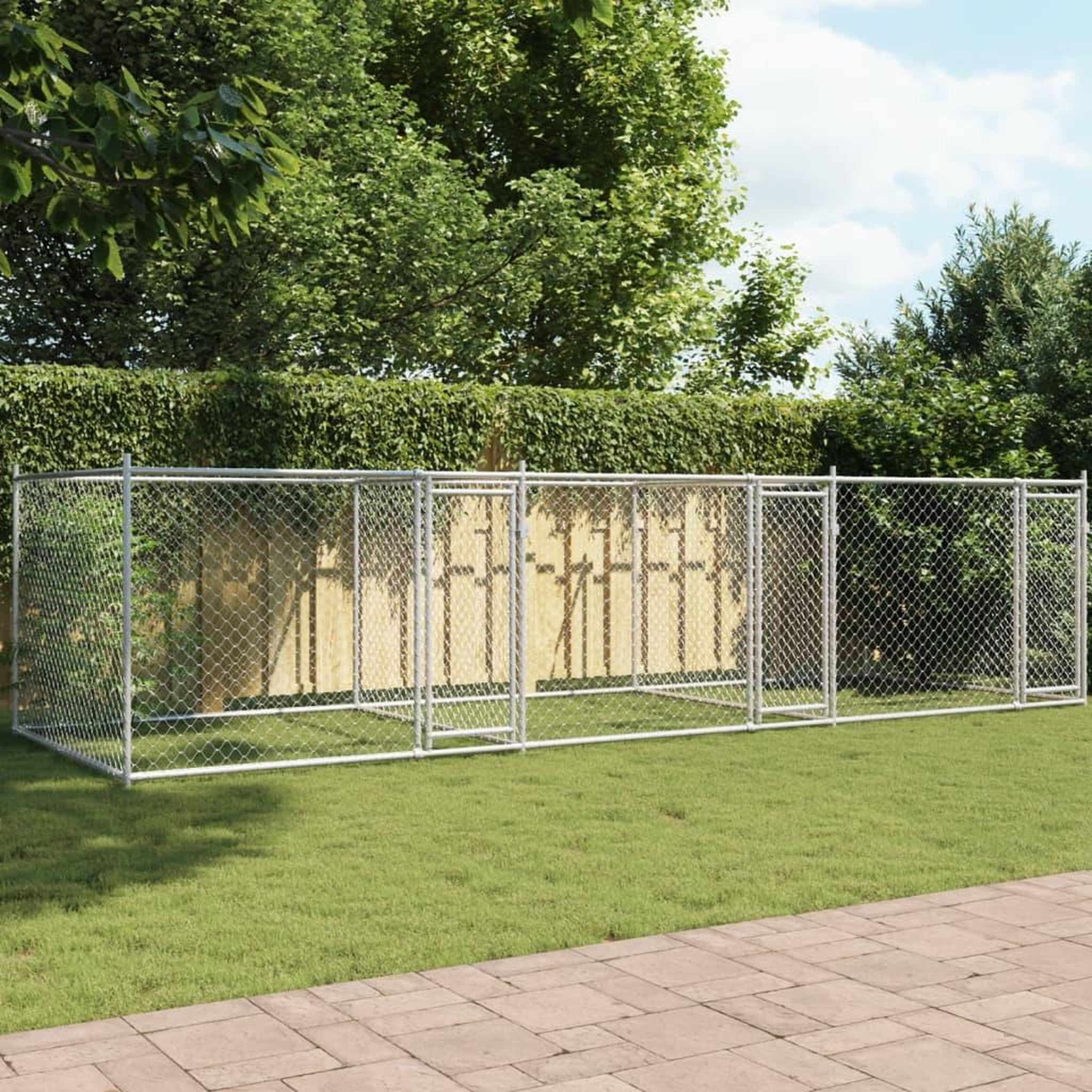 VIDAXL Cage pour chien avec portes gris 6x2x1,5 m acier galvanise