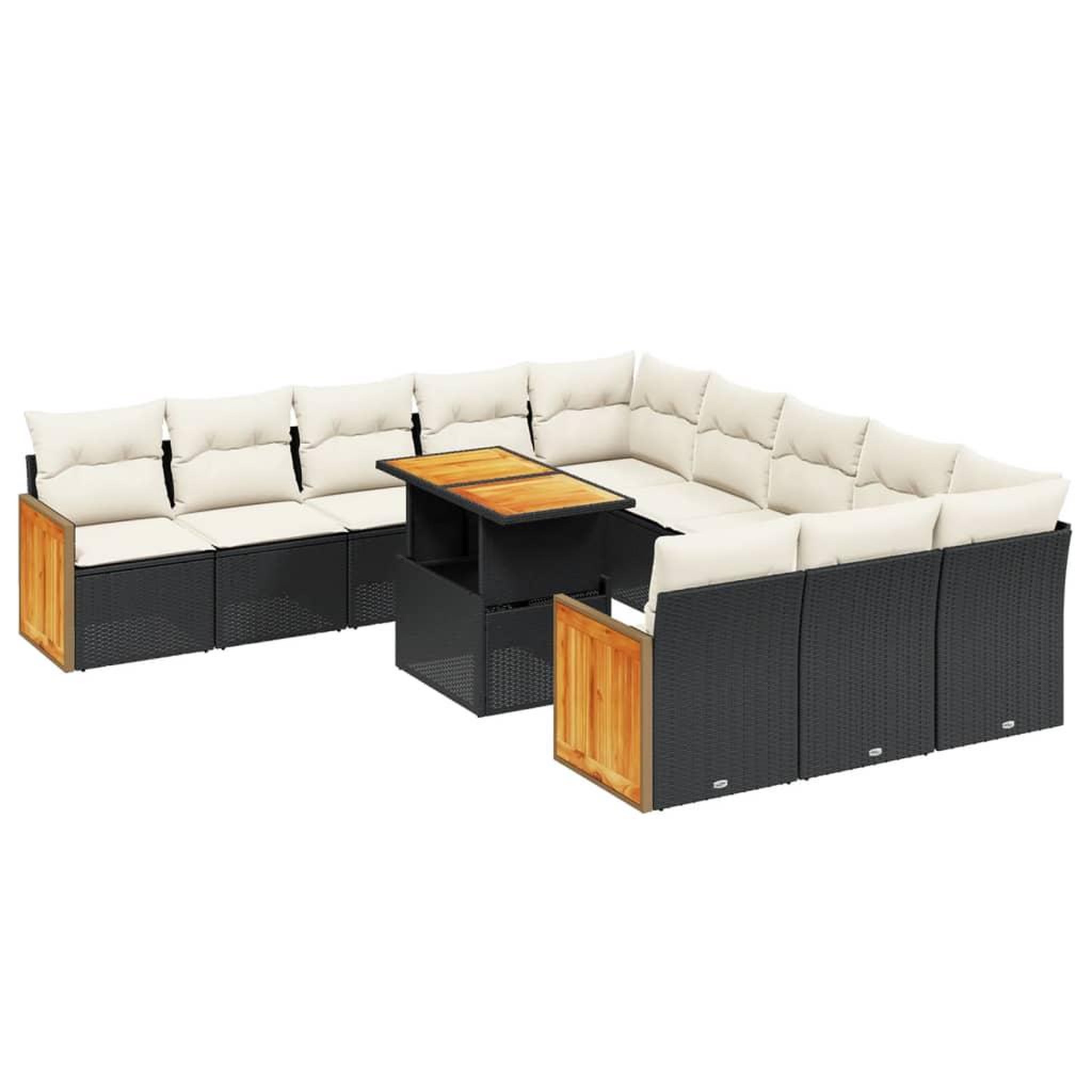 Voir la diapositive 2 : VIDAXL Salon de jardin 11 pcs avec coussins noir resine tressee
