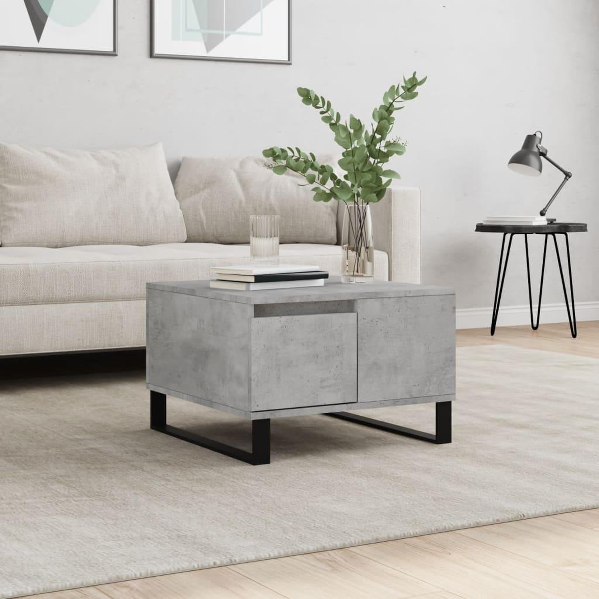 VIDAXL Table basse gris beton 55x55x36,5 cm bois d'ingenierie