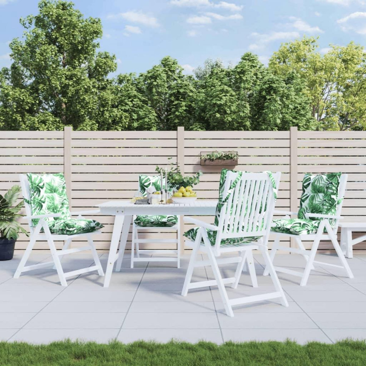 VIDAXL Coussins de chaise a dossier bas lot de 4 modele de feuille