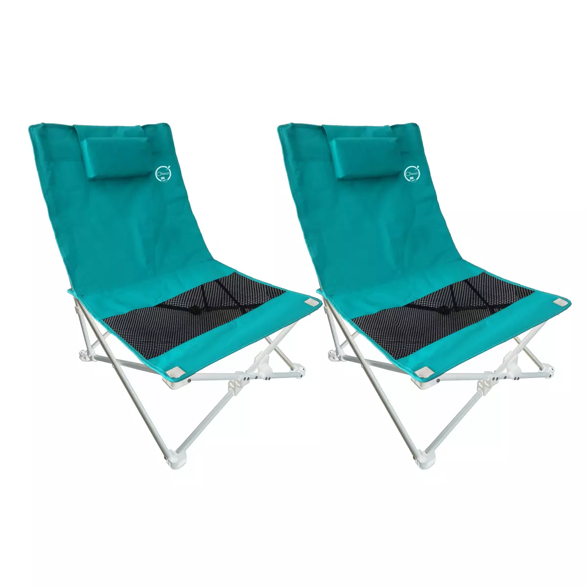 O'Sun Lot de 2 sièges de plage pliables - O'Beach - Housse de transport inclus - 40 x 40 x 70 cm