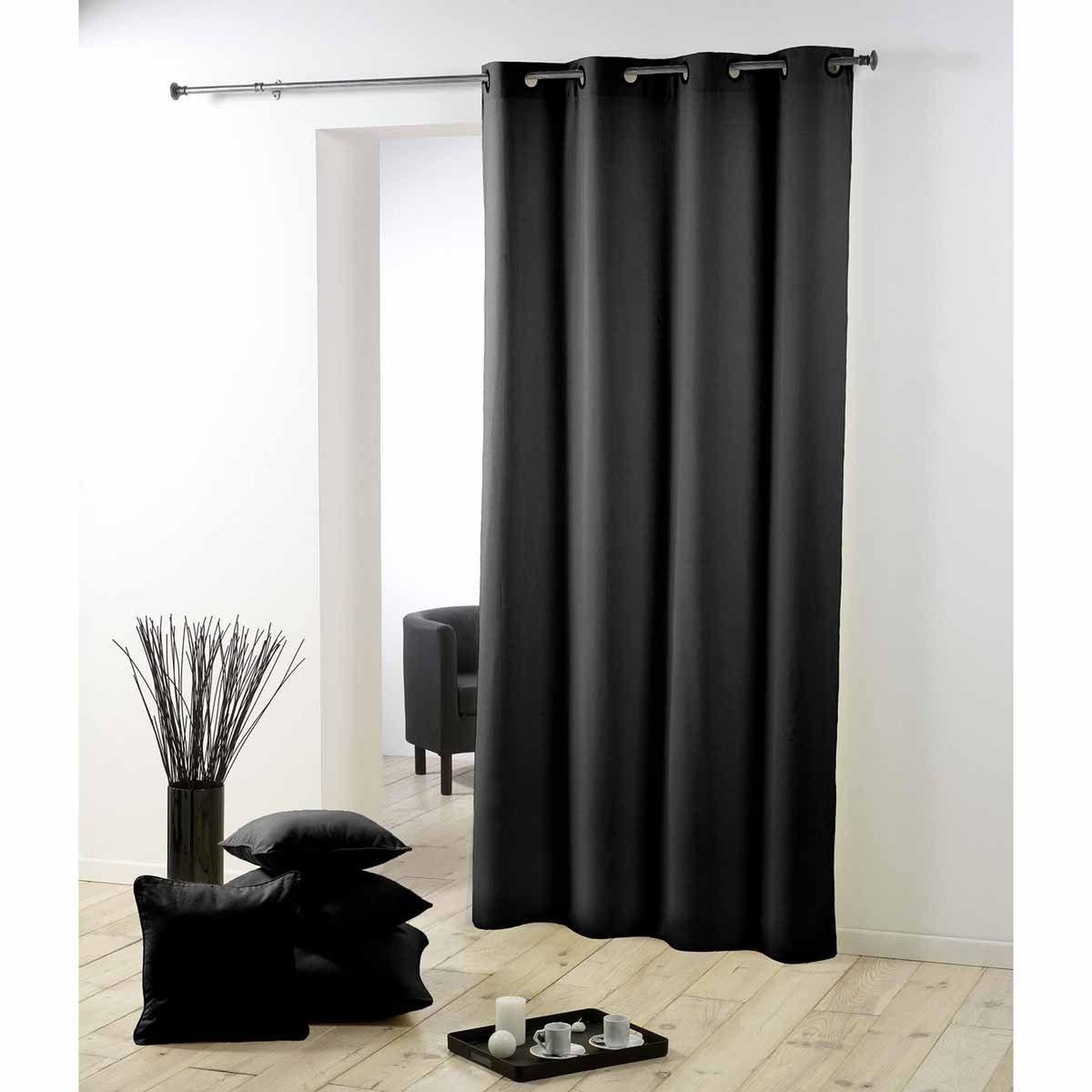 Douceur d'Intérieur Rideau à œillets  essentiel  140x260cm noir