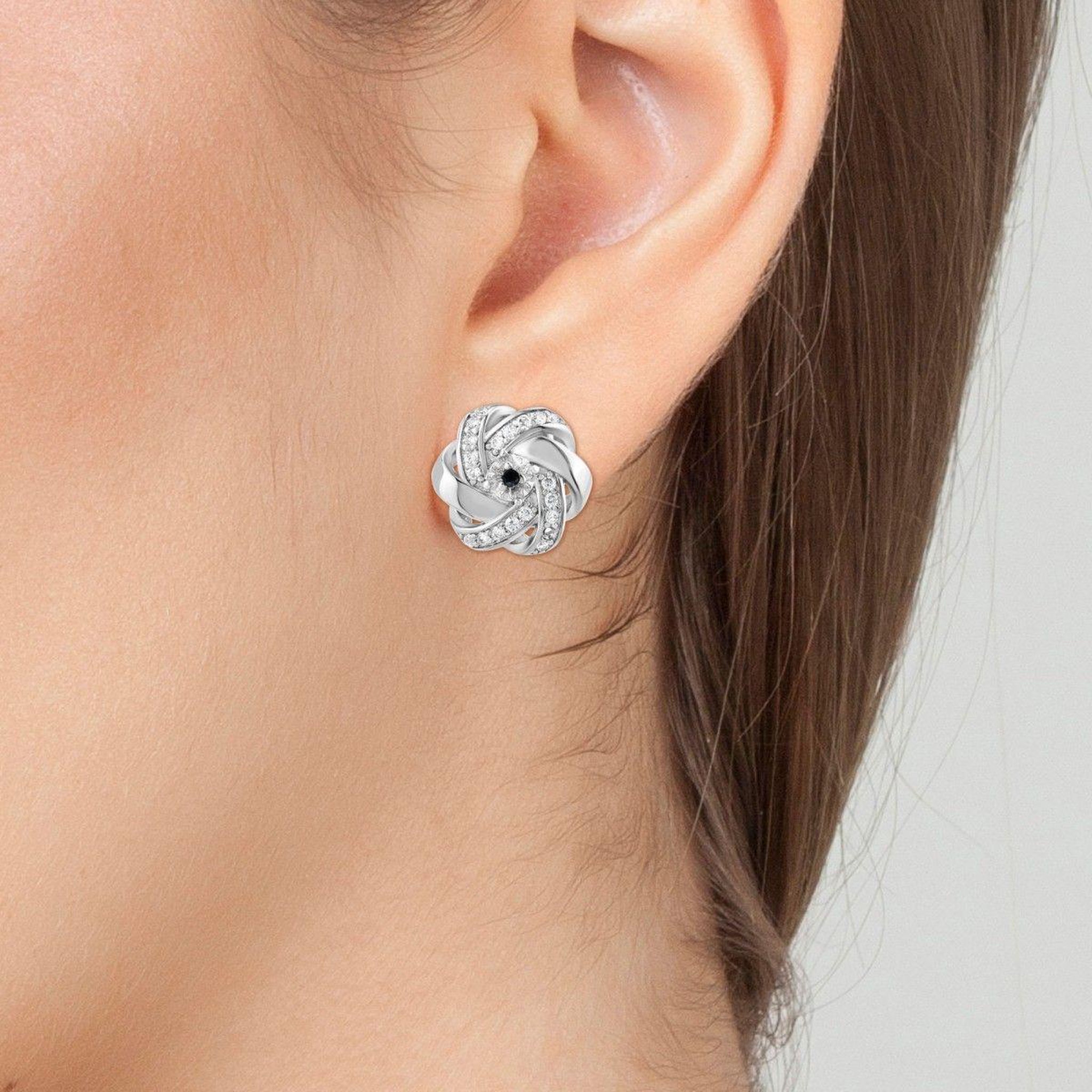Voir la diapositive 2 : SC CRYSTAL Boucles d'oreilles par SC Crystal ornées d'un véritable diamant noir