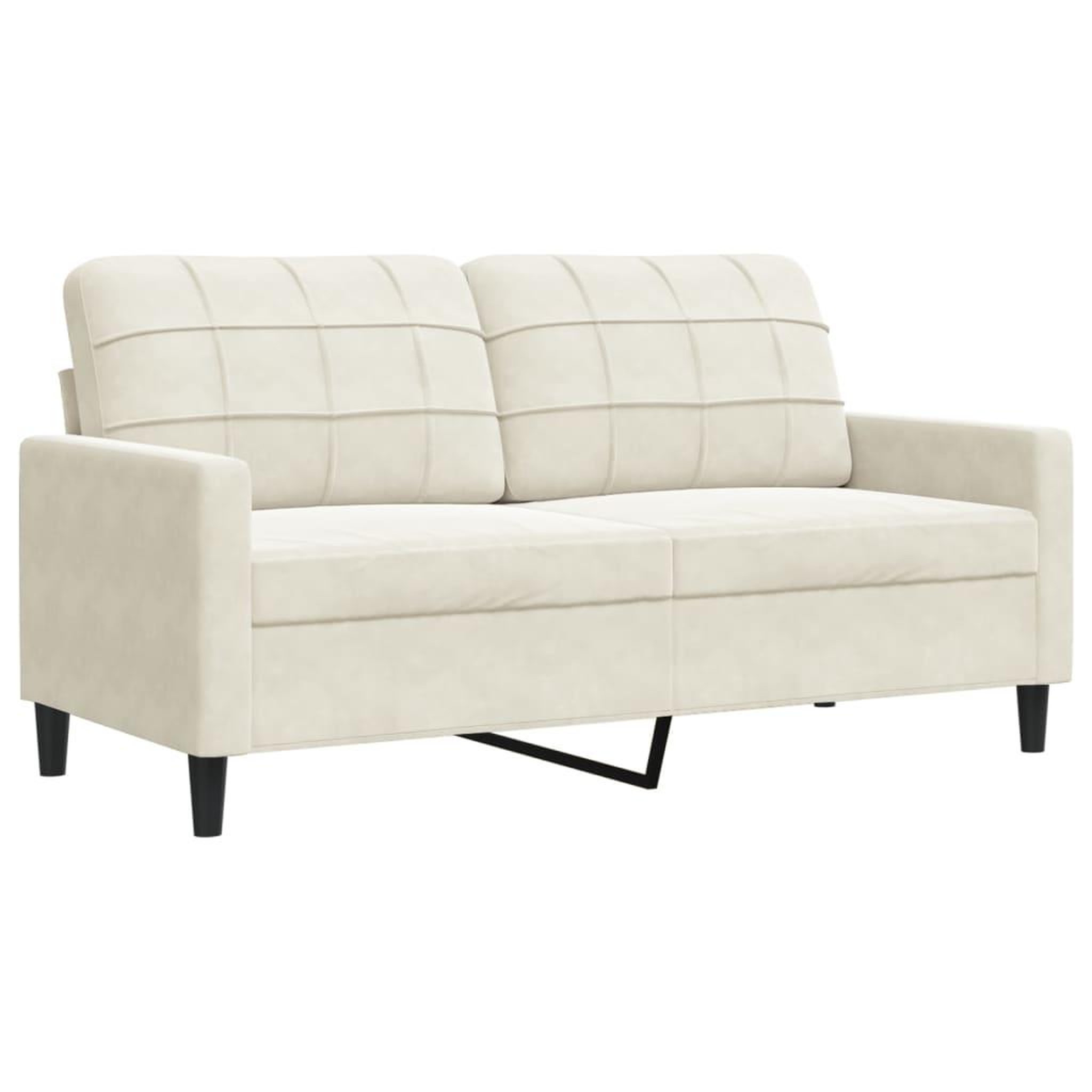 Voir la diapositive 2 : VIDAXL Canape a 2 places Creme 140 cm Velours