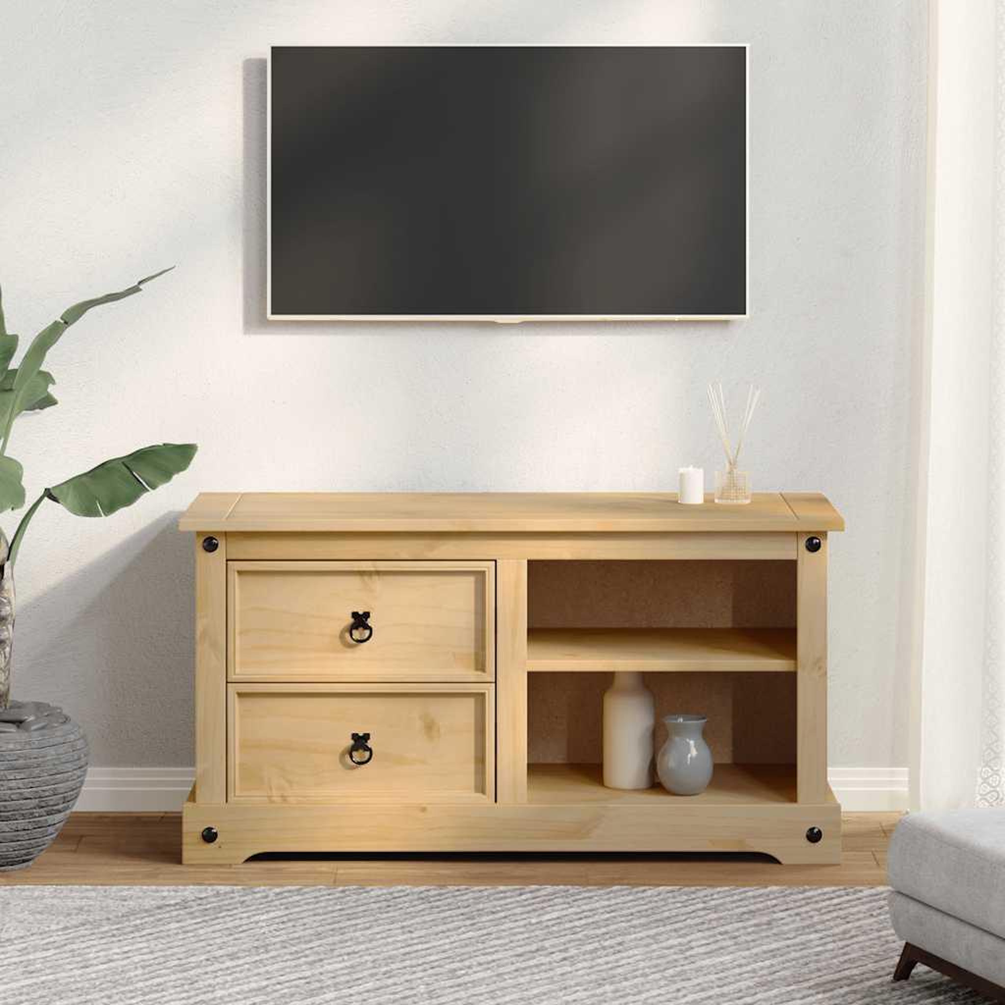 Voir la diapositive 3 : VIDAXL Meuble TV  100x40x52 cm bois de pin massif