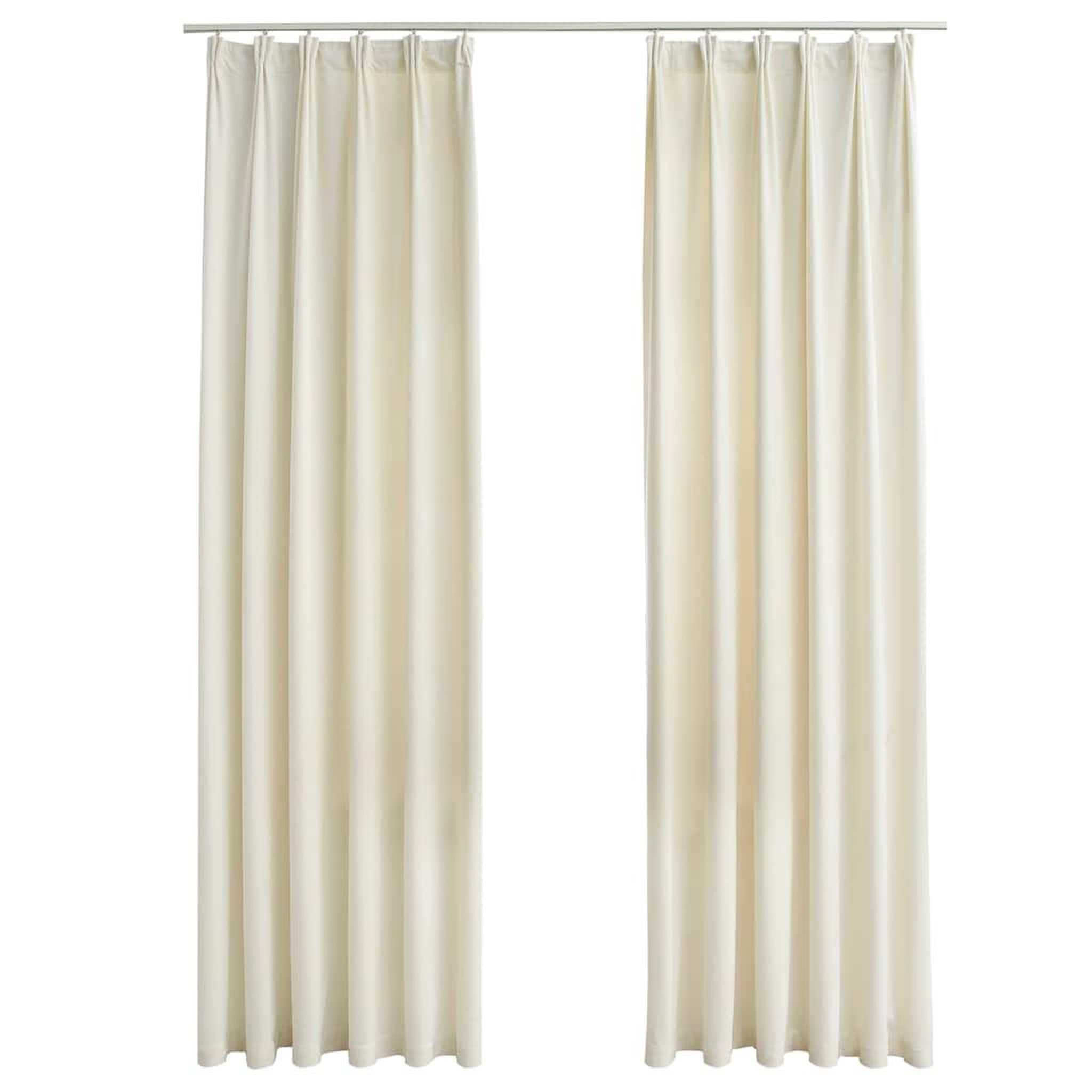 Voir la diapositive 2 : VIDAXL Rideaux occultants avec crochets 2 pcs Velours Creme 140x225 cm