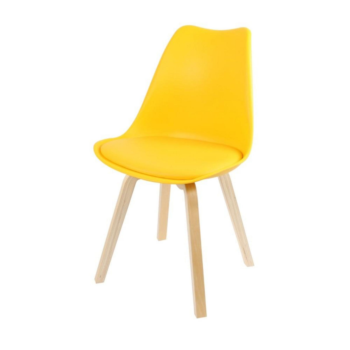 FORNORD Chaise scandinave jaune avec coussin