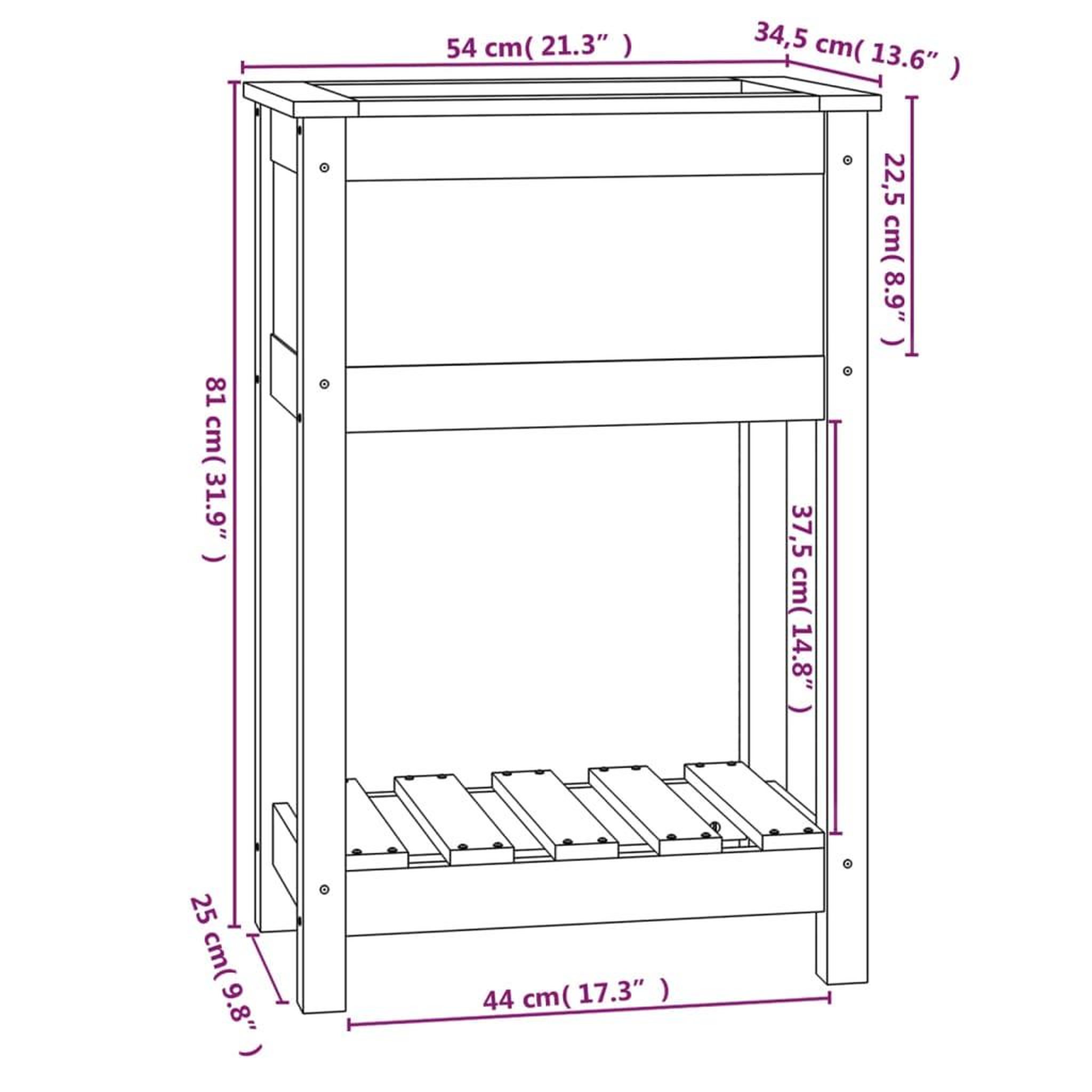 Voir la diapositive 6 : VIDAXL Jardiniere avec etagere Marron miel 54x34,5x81 cm Bois de pin