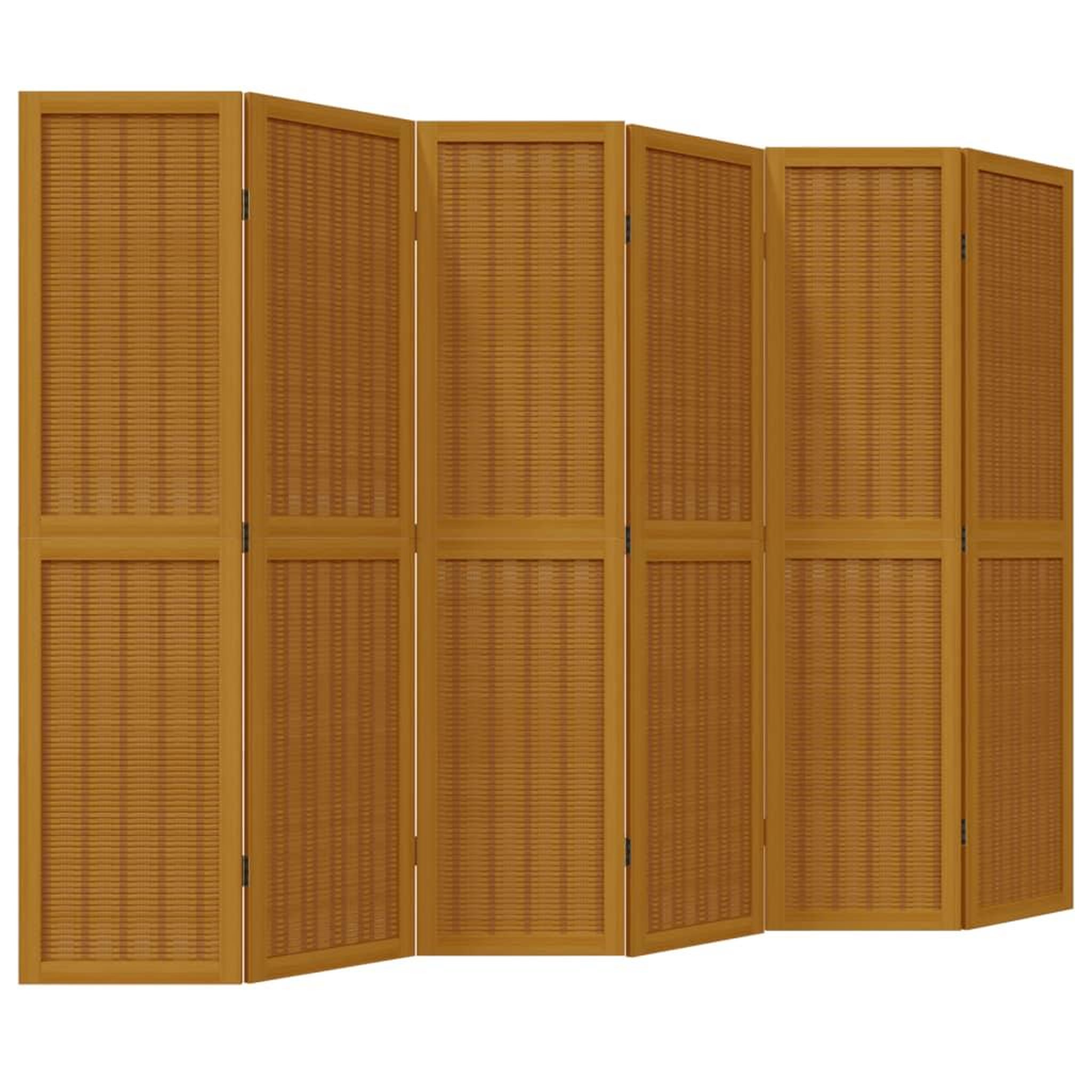 Voir la diapositive 2 : VIDAXL Cloison de separation 6 panneaux marron bois paulownia massif