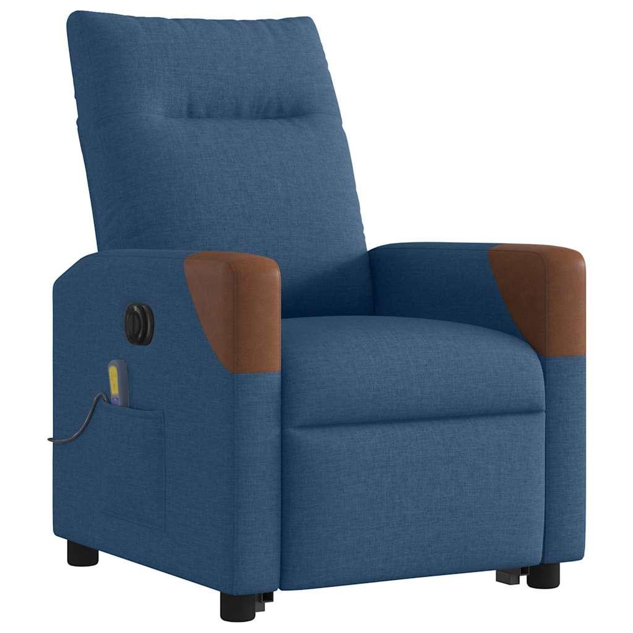 Voir la diapositive 4 : VIDAXL Fauteuil inclinable de massage electrique bleu tissu