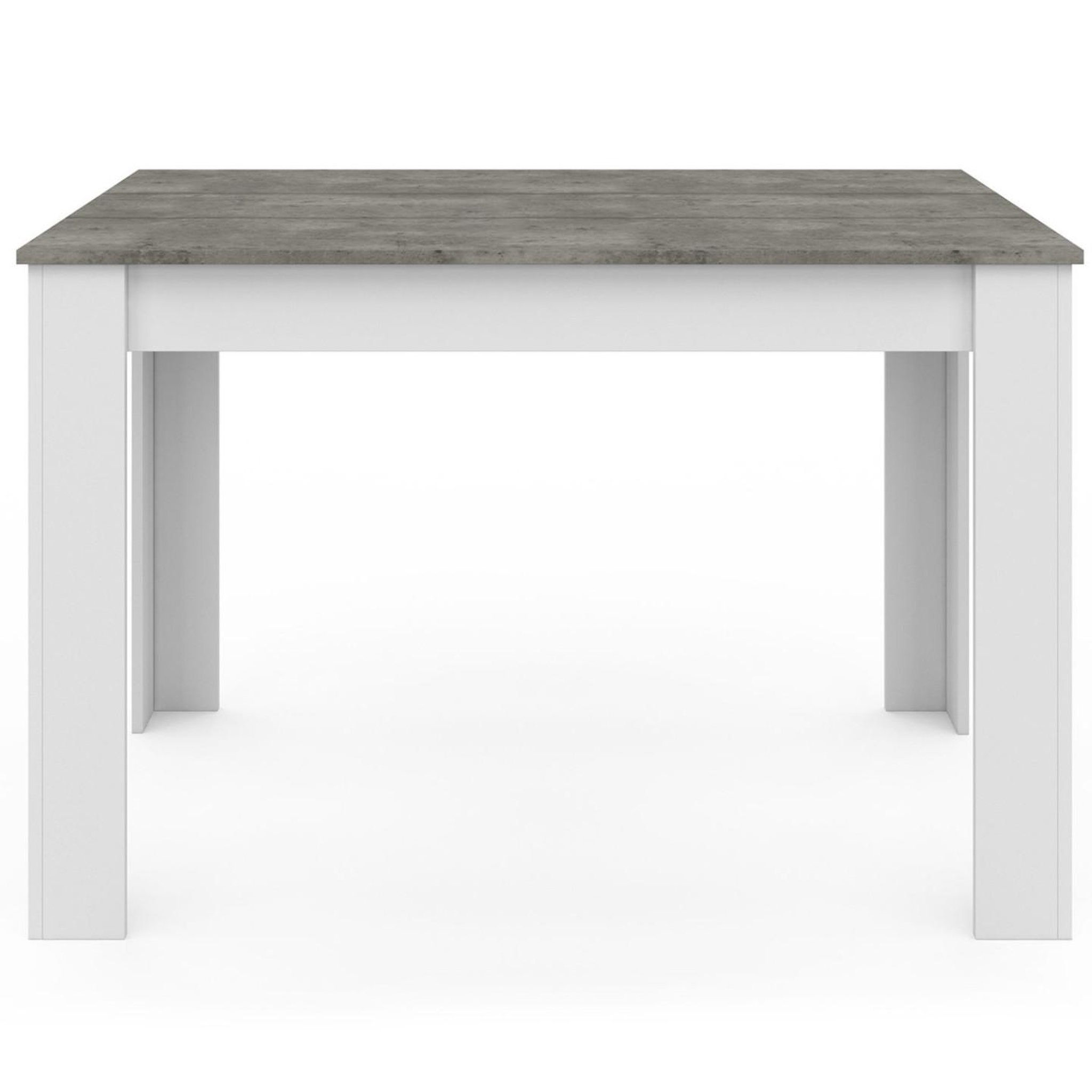 Voir la diapositive 3 : ID MARKET Table à manger rectangle rozy 4 personnes blanc plateau effet béton 110 cm