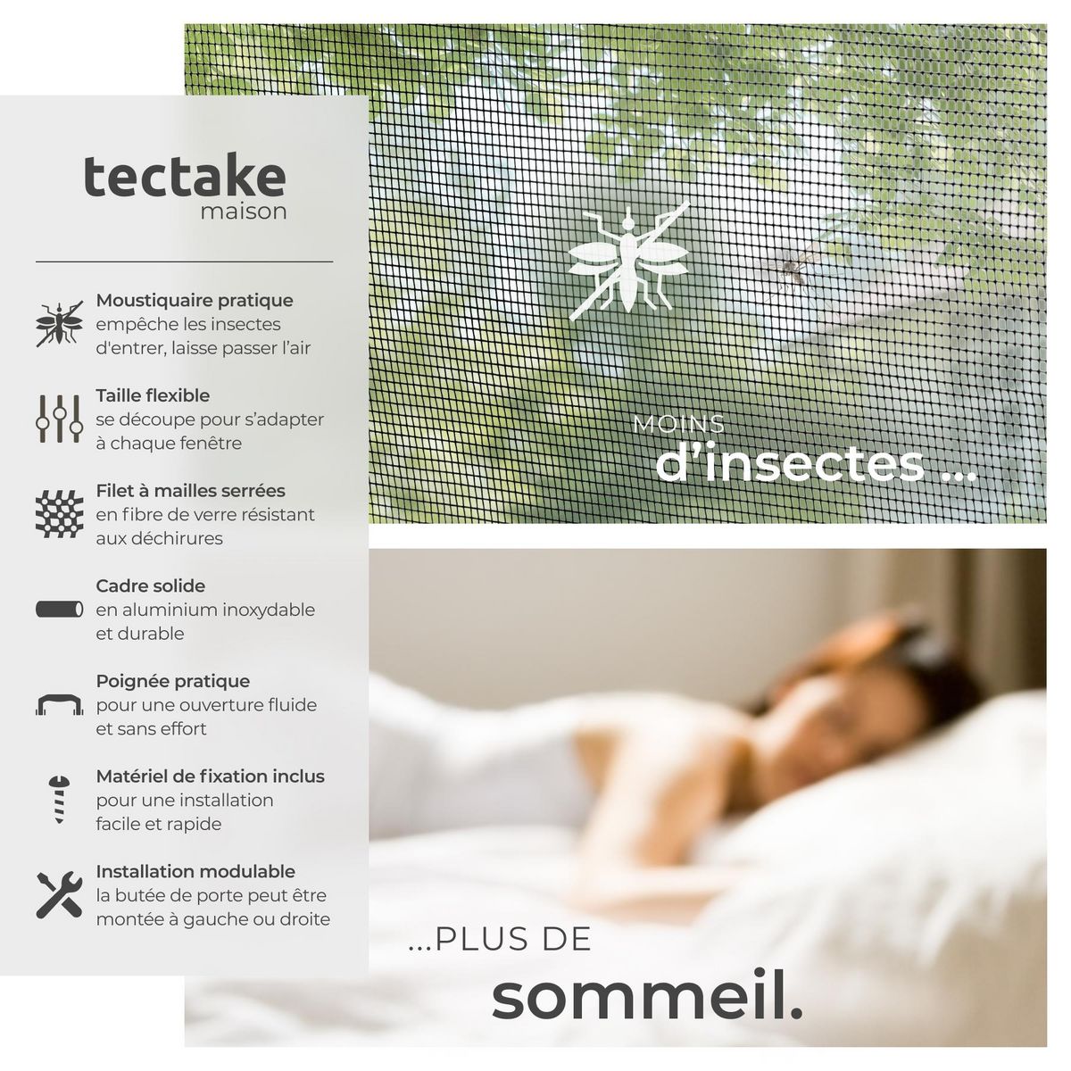 tectake Moustiquaire pour portes blanc