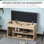 Voir la diapositive 6 : HOMCOM Meuble chaussures banc à chaussures 2 niveaux rangement, niche + coffre intégré avec coussin beige gris