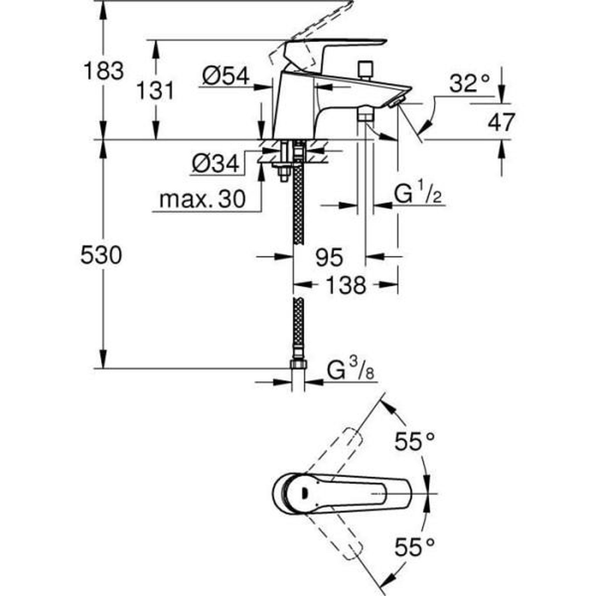 Voir la diapositive 6 : Grohe Mitigeur bain douche chromé monotrou start - grohe - 23229002
