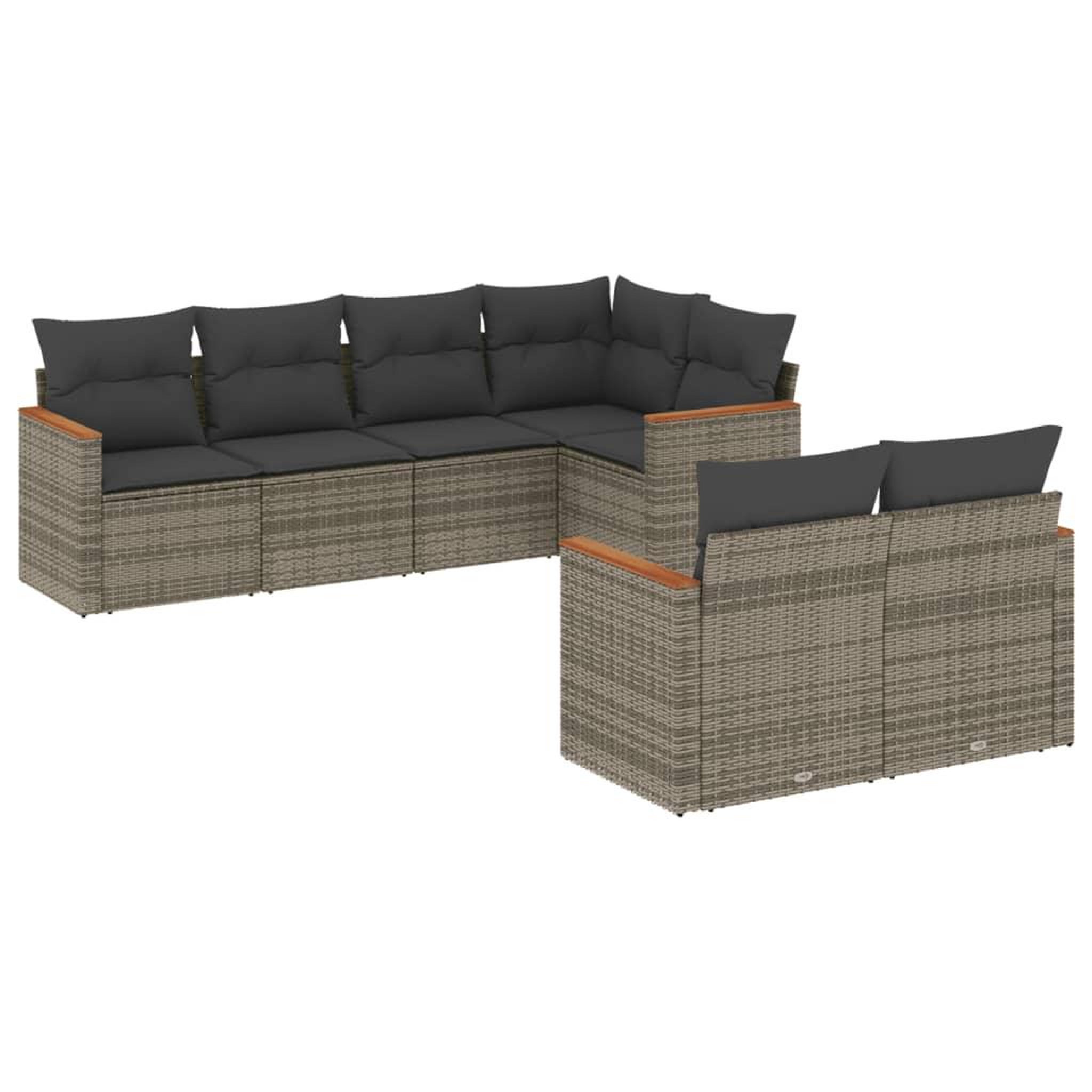 Voir la diapositive 2 : VIDAXL Salon de jardin avec coussins 7 pcs gris resine tressee
