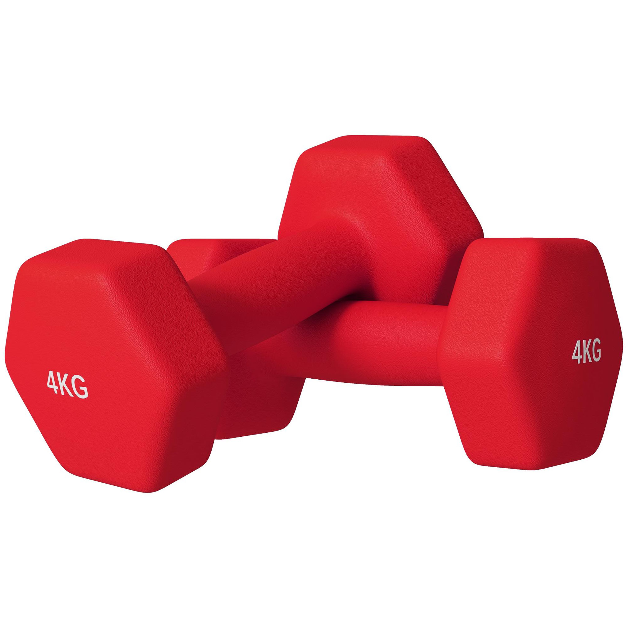 HOMCOM Lot de 2 haltères hexagonales 2 x 4 kg - poignée antidérapante - métal pvc rouge