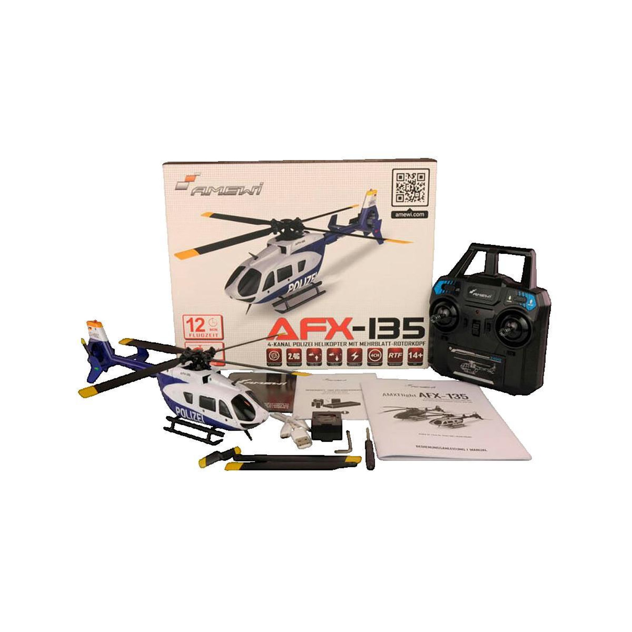 Voir la diapositive 2 : Amewi Hélicoptère radiocommandé Amewi AFX-135 Polizei