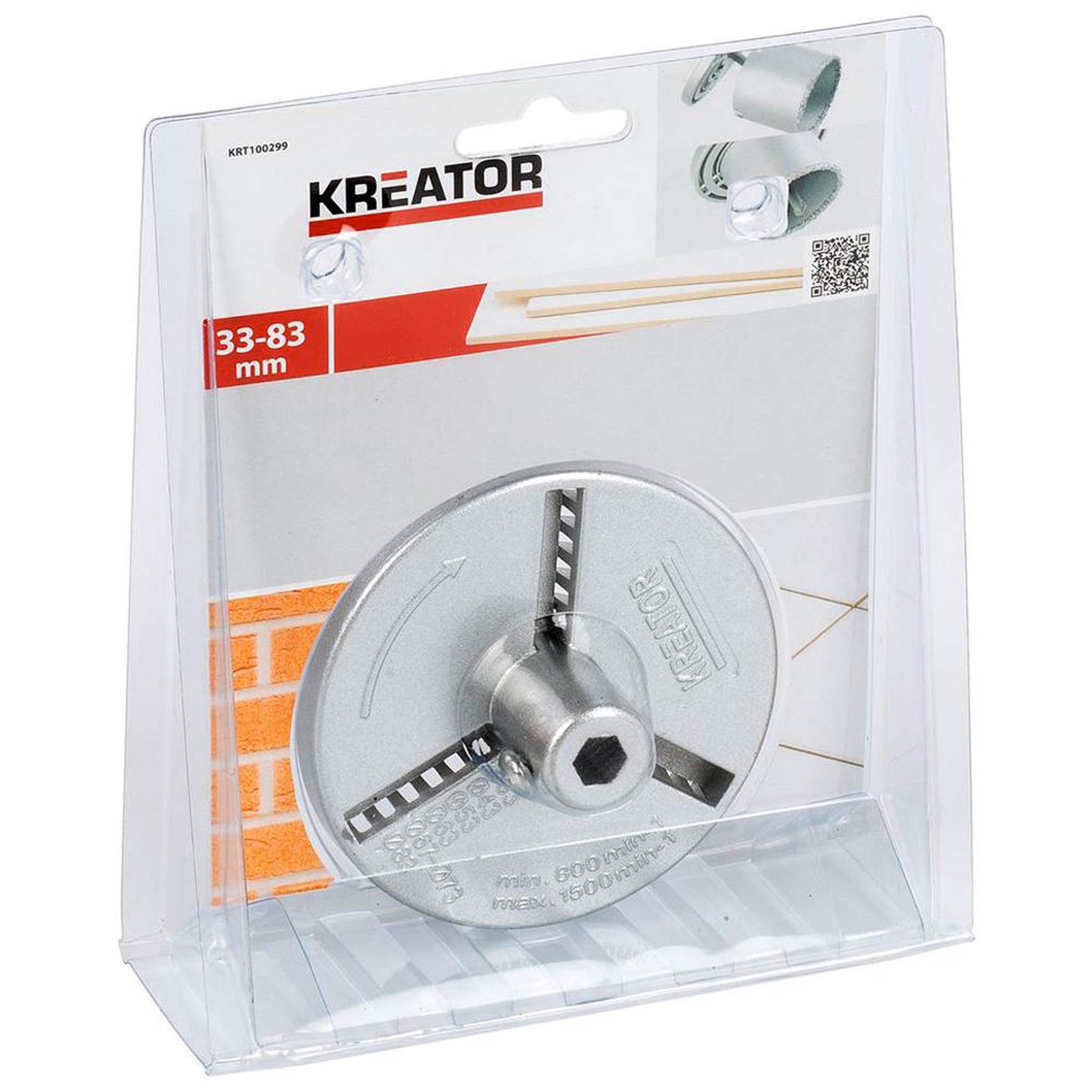 Voir la diapositive 3 : KREATOR Support de scie cloche faïence Ø33-83mm Kreator