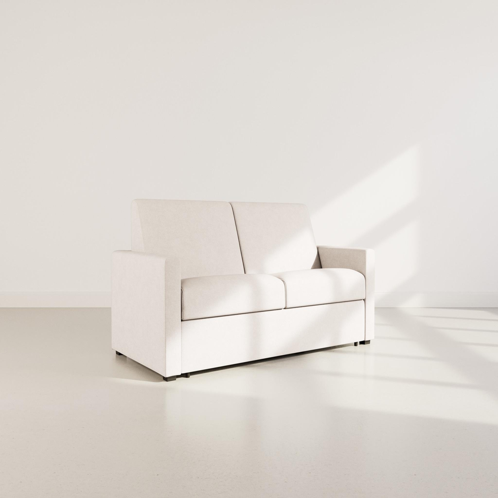 BEST MOBILIER Julia - canapé 3 places convertible express couchage quotidien 140 cm matelas 18 cm en tissu. Coloris disponibles : Bleu, Gris, Beige, Violet, Vert, Noir, Orange