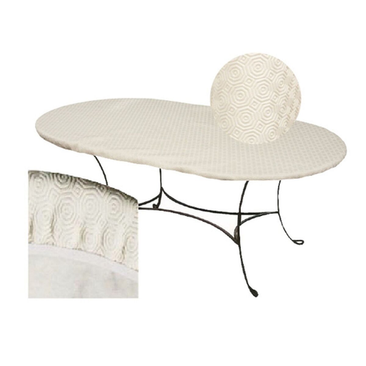 HABITABLE Sous-nappe protège table ovale Basic - L. 125 x l. 195 cm - Blanc