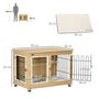 Voir la diapositive 3 : PAWHUT Cage pour chien sur pied - 2 portes verrouillables, coussin déhoussable inclus - acier filaire noir panneaux aspect bois clair
