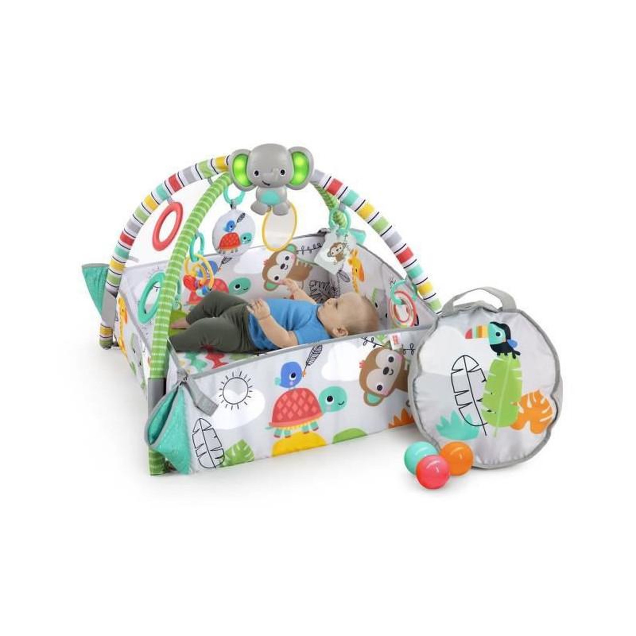 Voir la diapositive 2 : Bright Starts BRIGHT STARTS Tapis deveil 5 en 1  - your way ball playTM activity gym + ball pit - Totally tropical