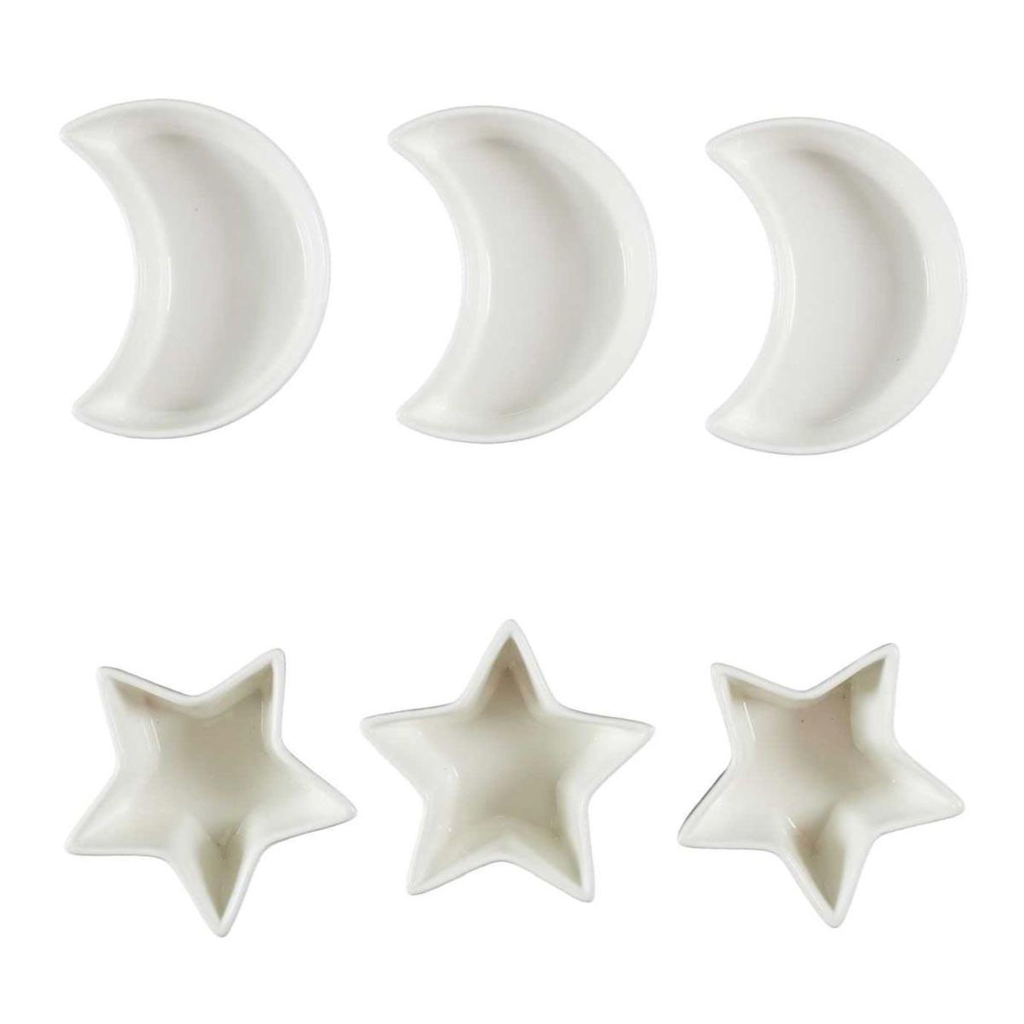 The Home Deco Factory Service Apéritif 6 Pièces  Étoiles & Lunes  11cm Blanc