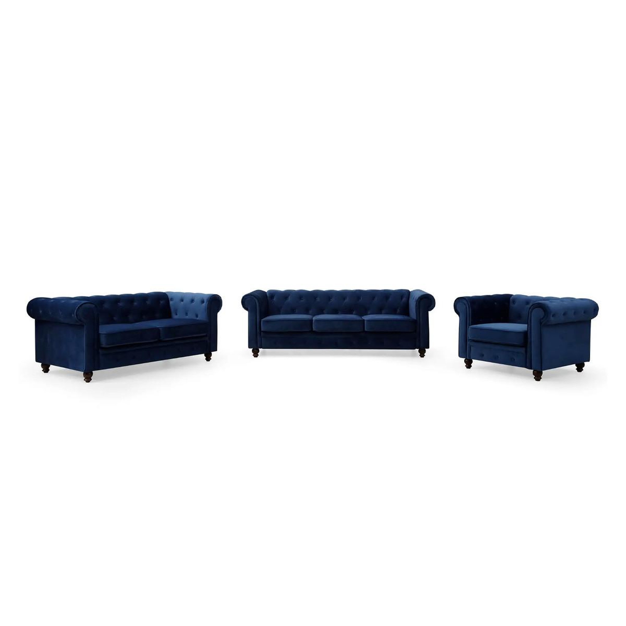 Voir la diapositive 5 : Paris Prix Fauteuil design velours  chesterfield  111cm bleu