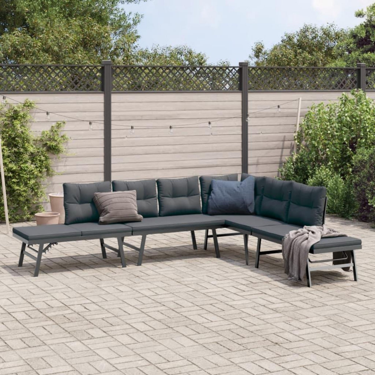 VIDAXL Bancs de jardin avec coussins lot de 4 acier enduit de poudre