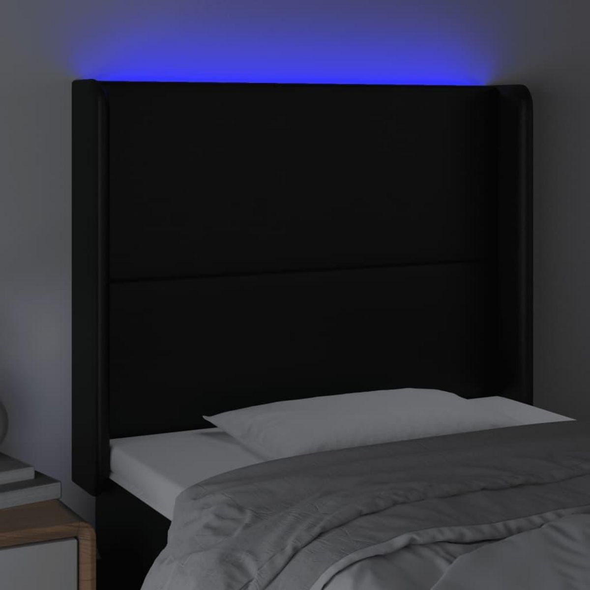 VIDAXL Tete de lit a LED Noir 103x16x118/128 cm Similicuir