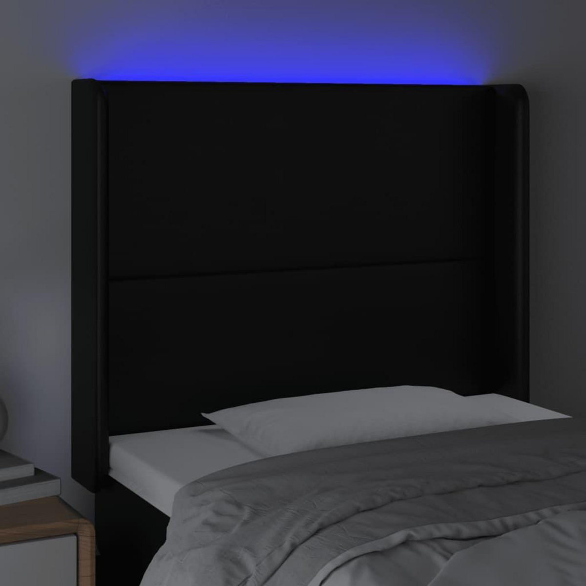 VIDAXL Tete de lit a LED Noir 103x16x118/128 cm Similicuir