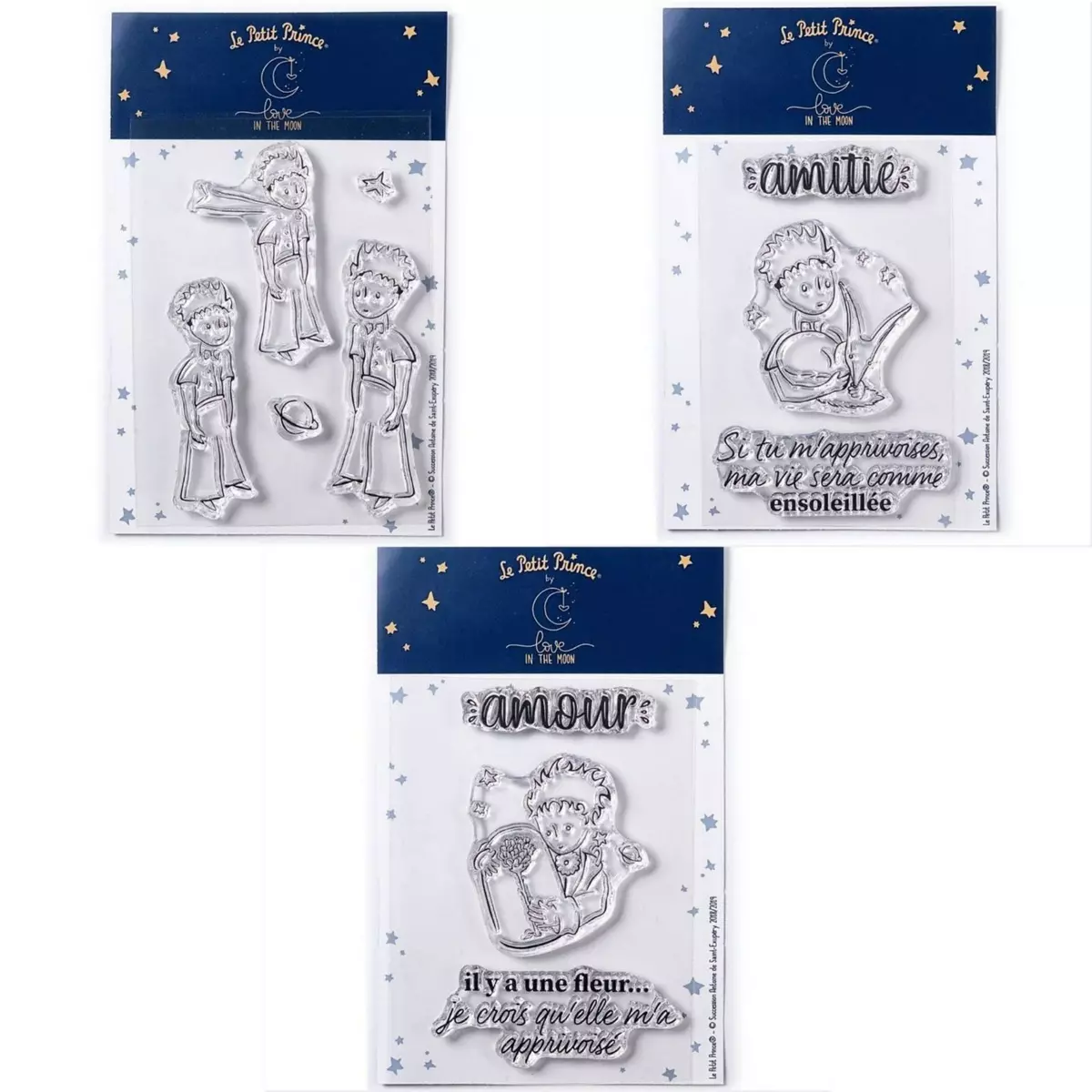  11 Tampons transparents Le Petit Prince Etoiles + Renard + Fleur