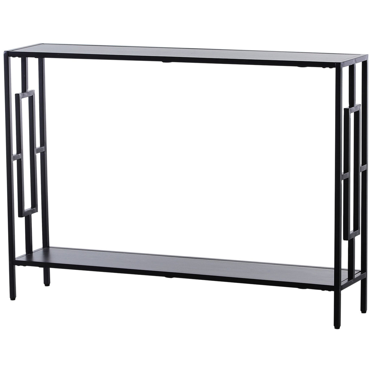 HOMCOM Console table d'appoint design industriel dim. 106L x 23l x 76H cm étagère acier noir panneaux particules bois gris