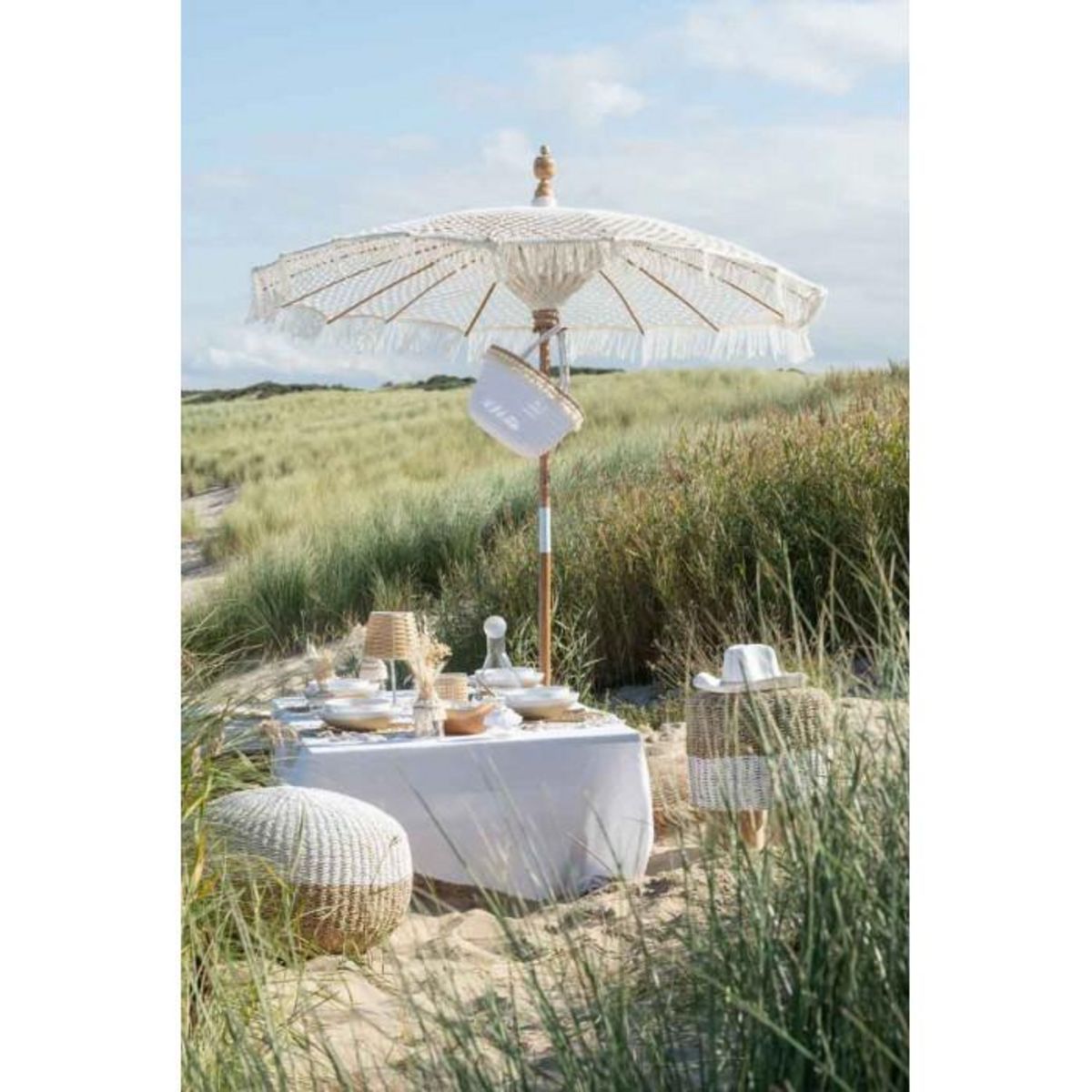 Paris Prix Panier de Plage  Coquillages  48cm Blanc