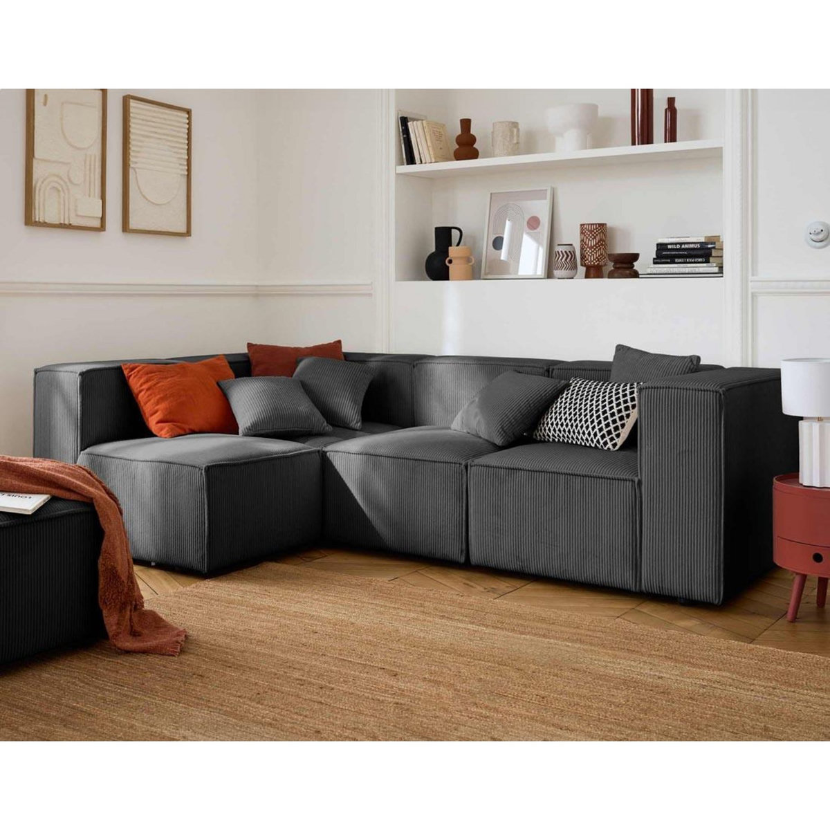 LISA DESIGN Arty - canapé modulable d'angle gauche 4 places - en velours côtelé