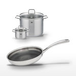 ELO Lot Poêle 28 cm & 2 Faitouts 16/26 cm Elo Relief Evolution