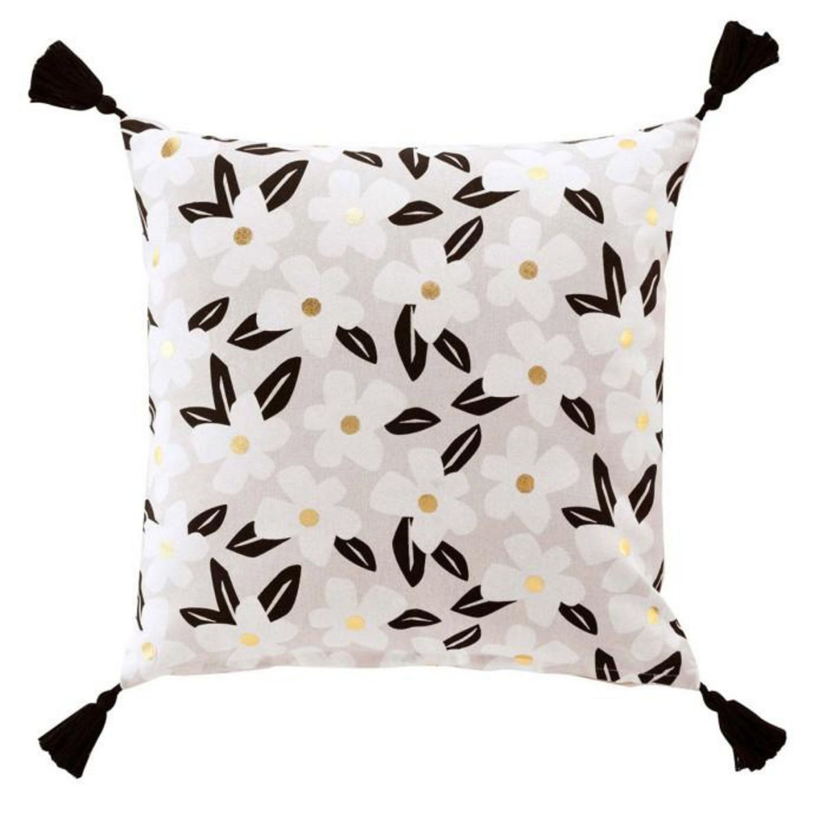 Paris Prix Coussin Déco Pompons  Darcy  45x45cm Naturel