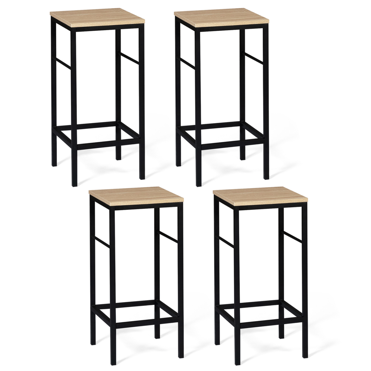 ID MARKET Lot de 4 tabourets de bar DETROIT design industriel
