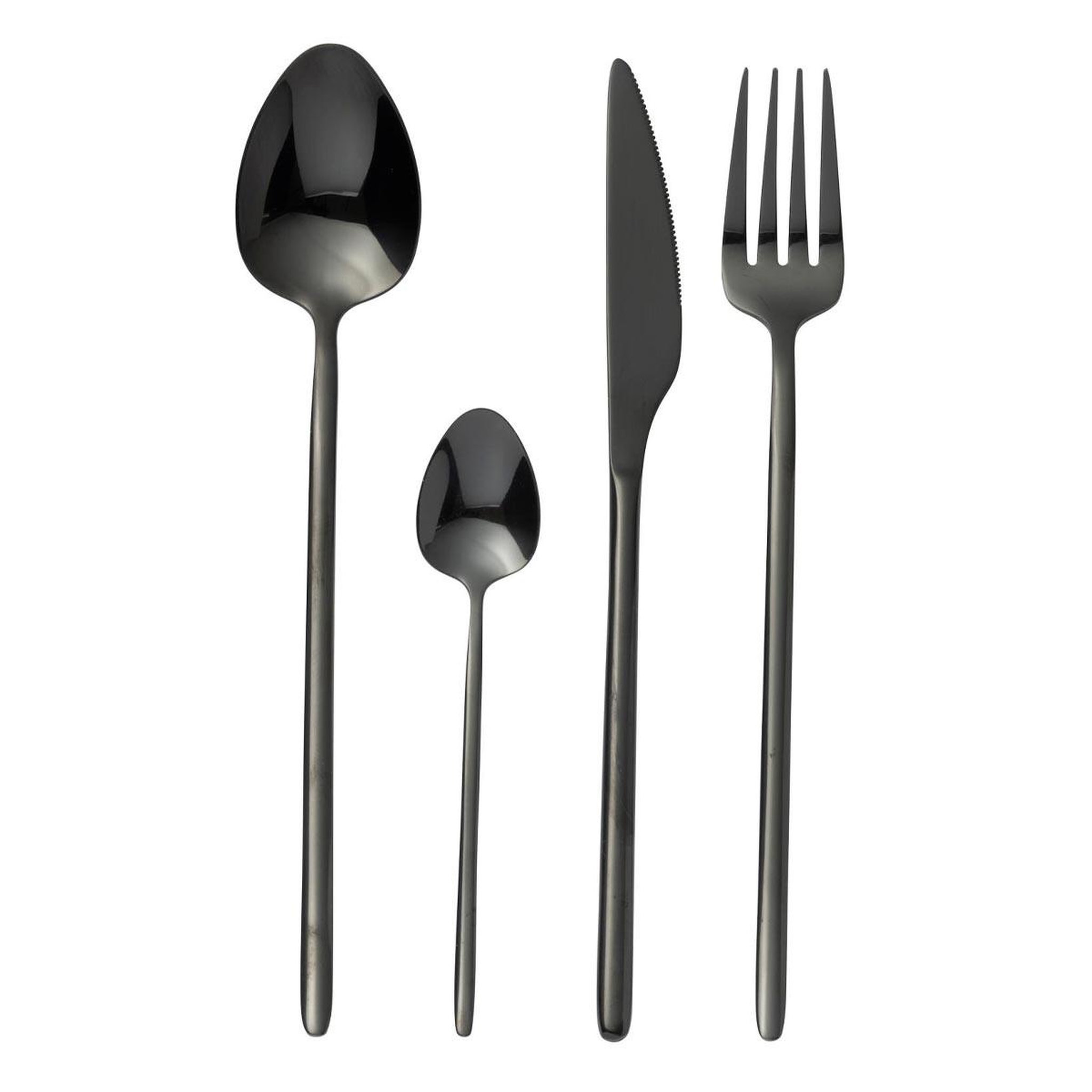 J-LINE Ménagère 24 Pièces en Inox  Irvin Brillant  27cm Noir