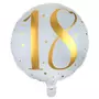  Ballon Aluminium 18 ans Joyeux Anniversaire Blanc et Or
