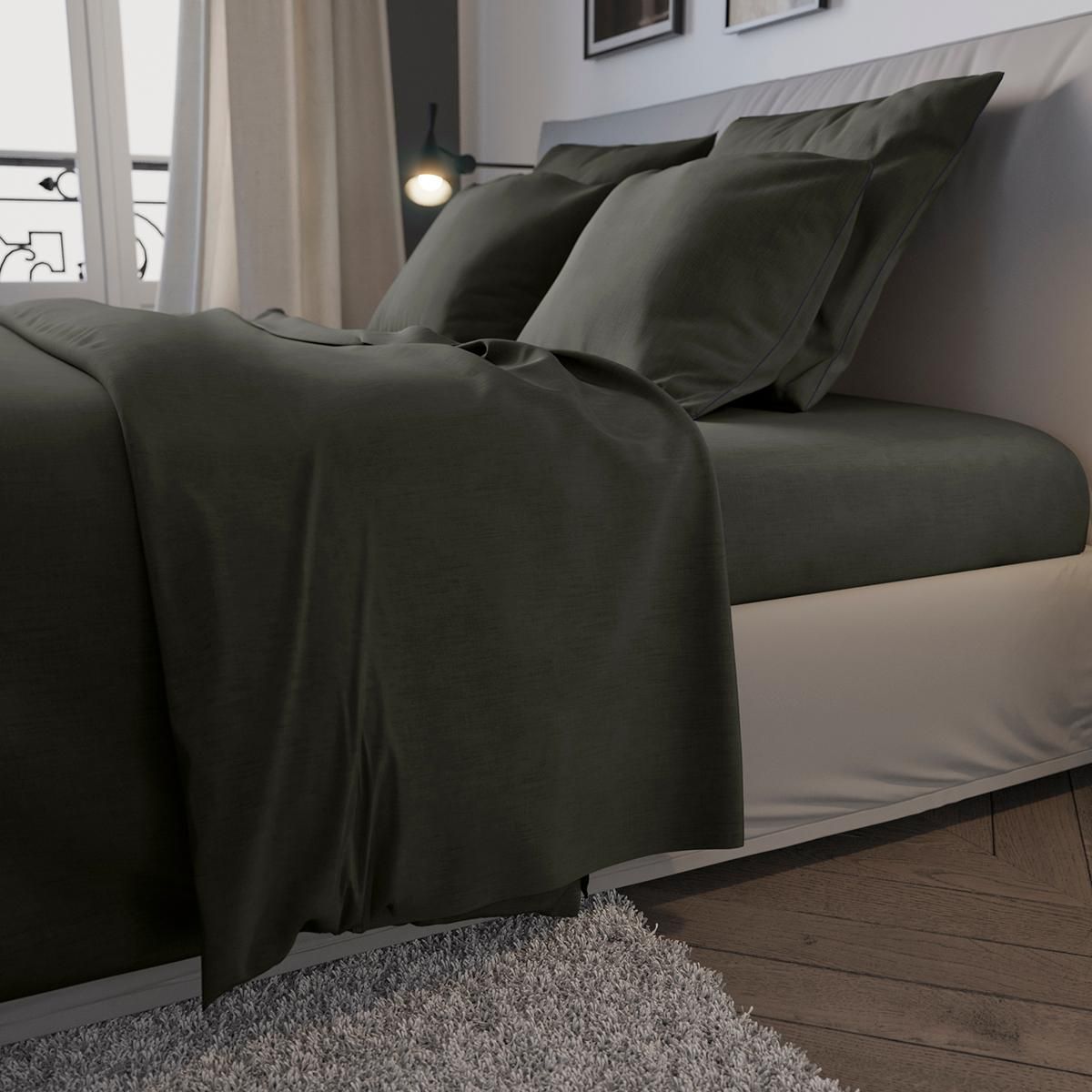 DODO Housse de couette Confort Jersey Coloris Carbone