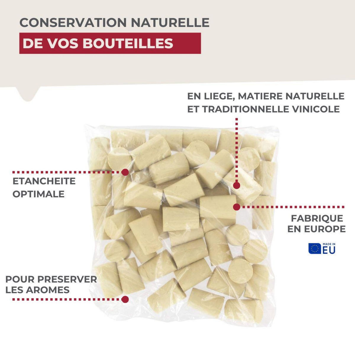 Fackelmann Lot de 50 bouchons de liège coniques Fackelmann Bar Concept