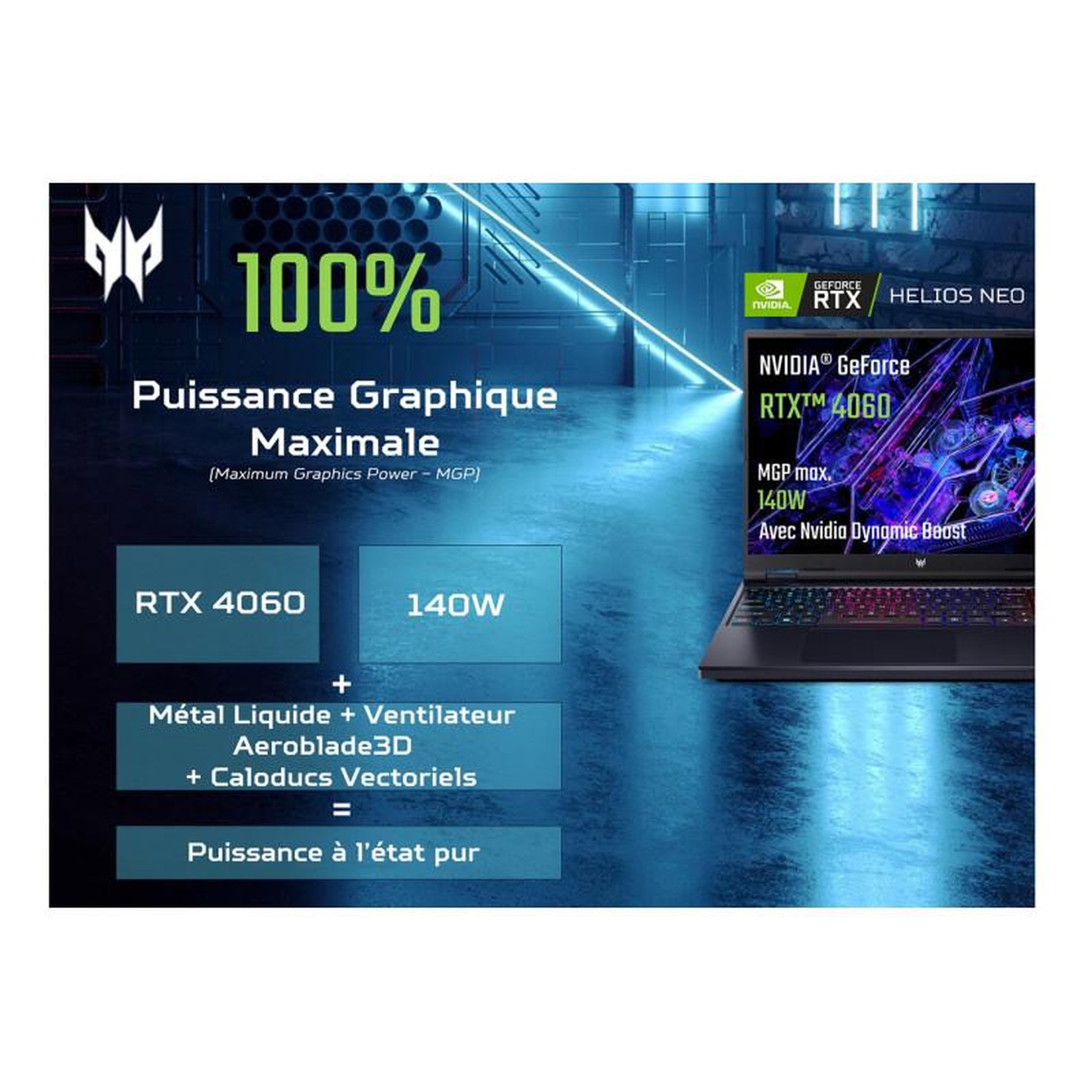 Voir la diapositive 3 : ACER PC portable Acer Gaming Predator Helios Neo 16 PHN16 72 759C 16 WQXGA Intel Core i7 14650HX RAM 16 Go DDR5 512 Go SSD GeForce