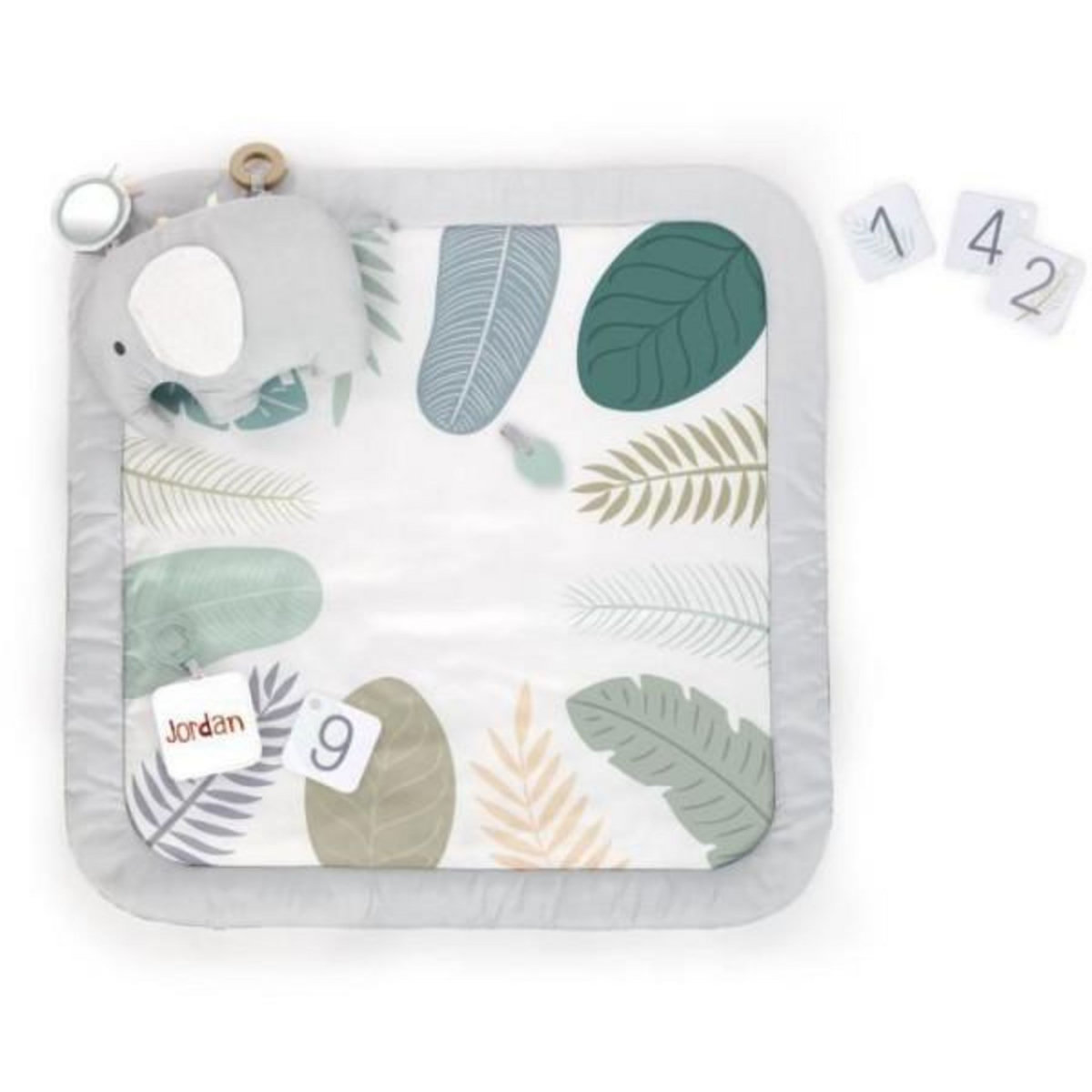 MARKET24 INGENUITY Tapis d'éveil tout confort Petit Eléphant, 12 cartes étapes mensuelles et tableau personnalisable