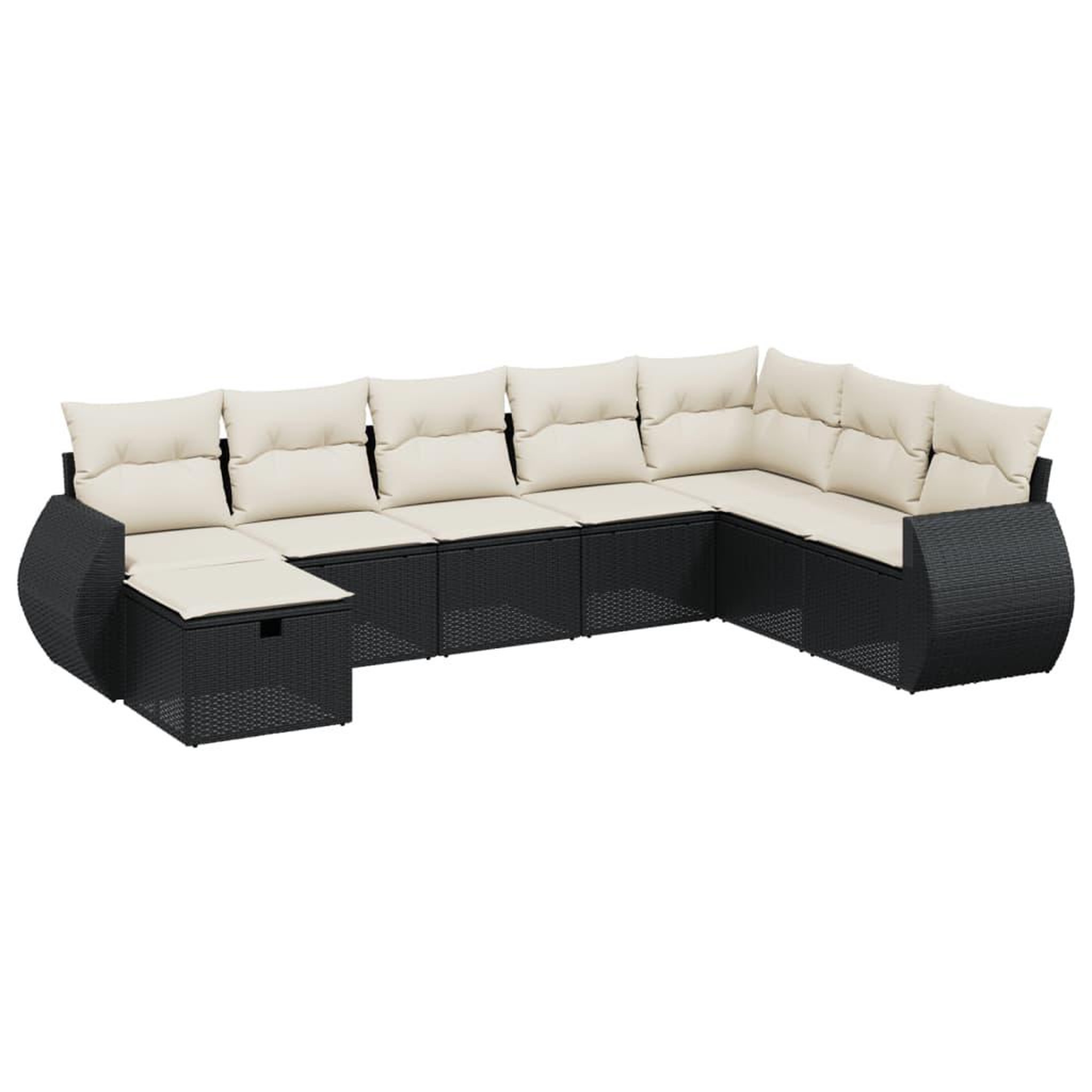 Voir la diapositive 2 : VIDAXL Salon de jardin 8 pcs avec coussins noir resine tressee
