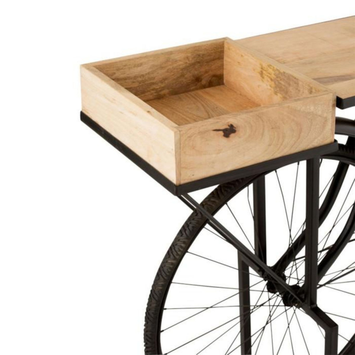 Paris Prix Console en Métal & Bois  Vélo  190cm Noir