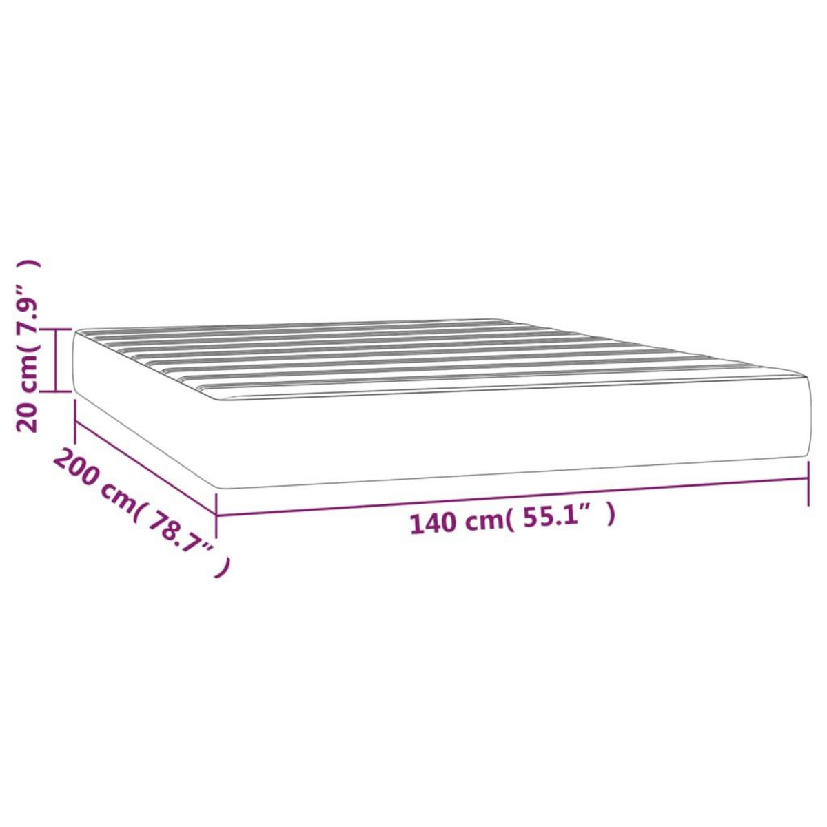 VIDAXL Matelas de lit a ressorts ensaches Gris clair 140x200x20 cm