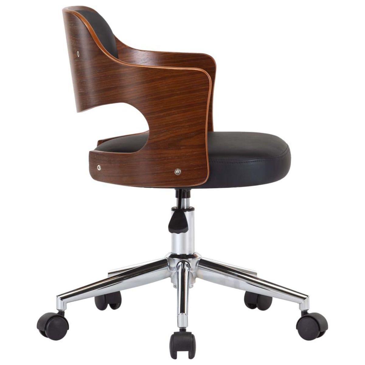 VIDAXL Chaise pivotante de bureau Noir Bois courbe et similicuir