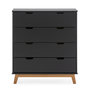 Voir la diapositive 3 : VS VENTA-STOCK Commode Miranda avec 4 tirois en Couleur Anthracite, Pieds en Bois Naturel