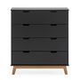 Voir la diapositive 3 : VS VENTA-STOCK Commode Miranda avec 4 tirois en Couleur Anthracite, Pieds en Bois Naturel